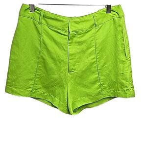 ASTR The Label Amiah Womens Linen/Viscose Fully Lined Lime Green Shorts Size L